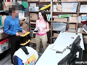 Athena Rayne hammered in the clit twat by suspended security guard